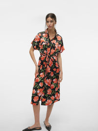 VERO MODA : Lillian Remi SS Calf Floral Shirt Dress