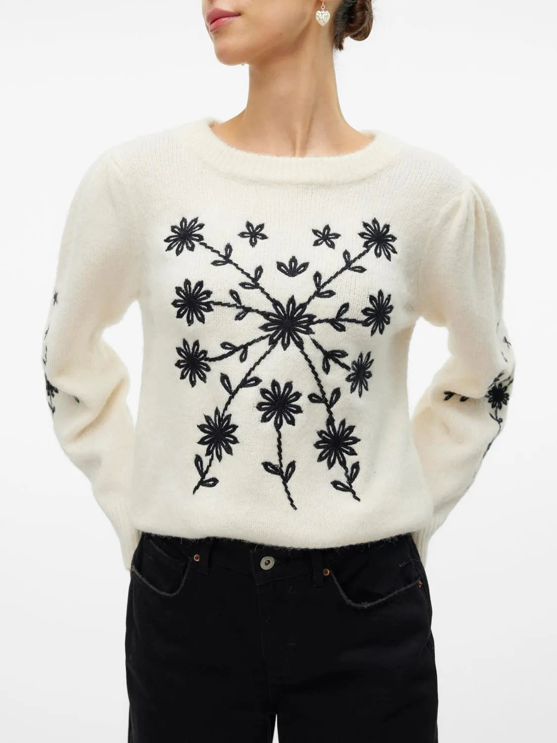 VERO MODA : Embroidered Jumper - Birch