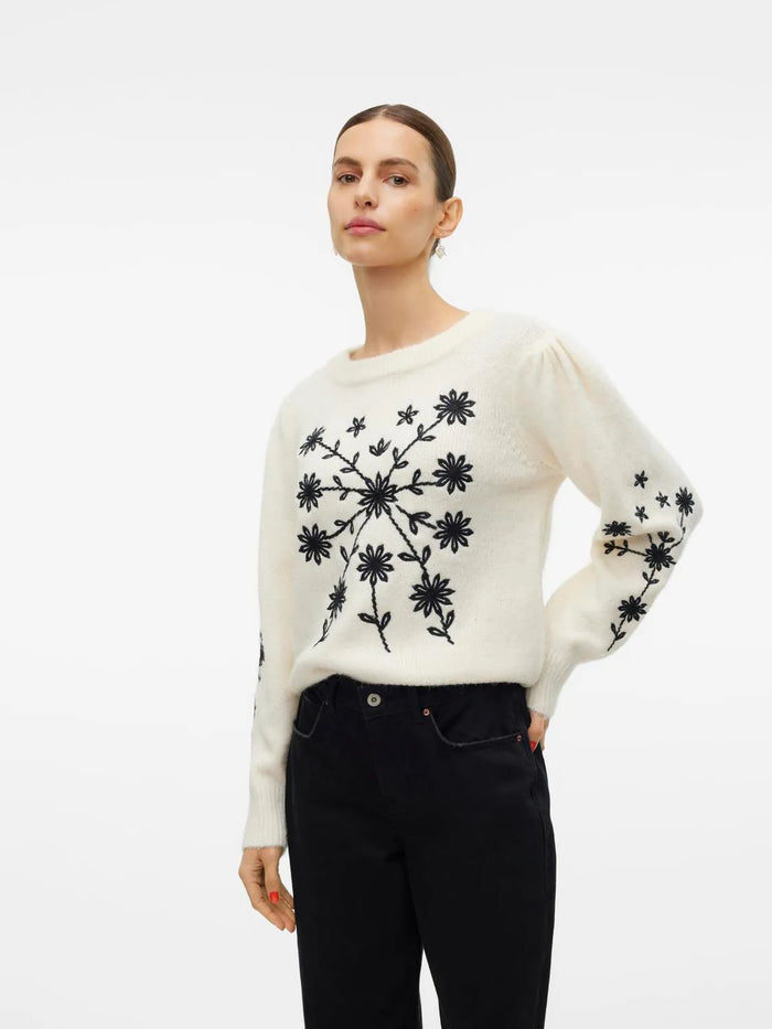 VERO MODA : Embroidered Jumper - Birch