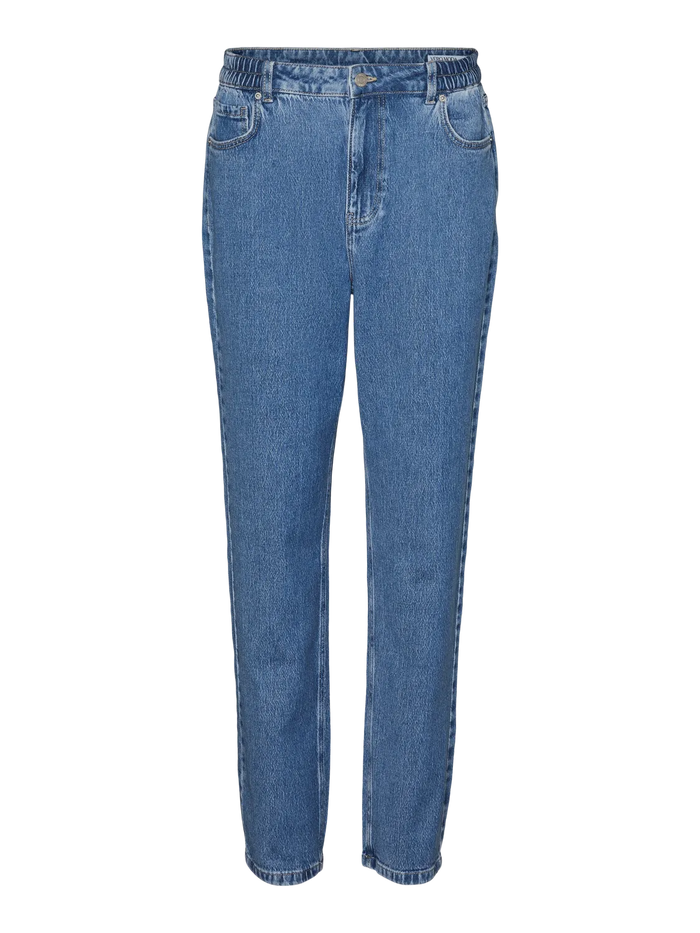 VERO MODA : Kasey HR Mom Jeans - Mid Blue