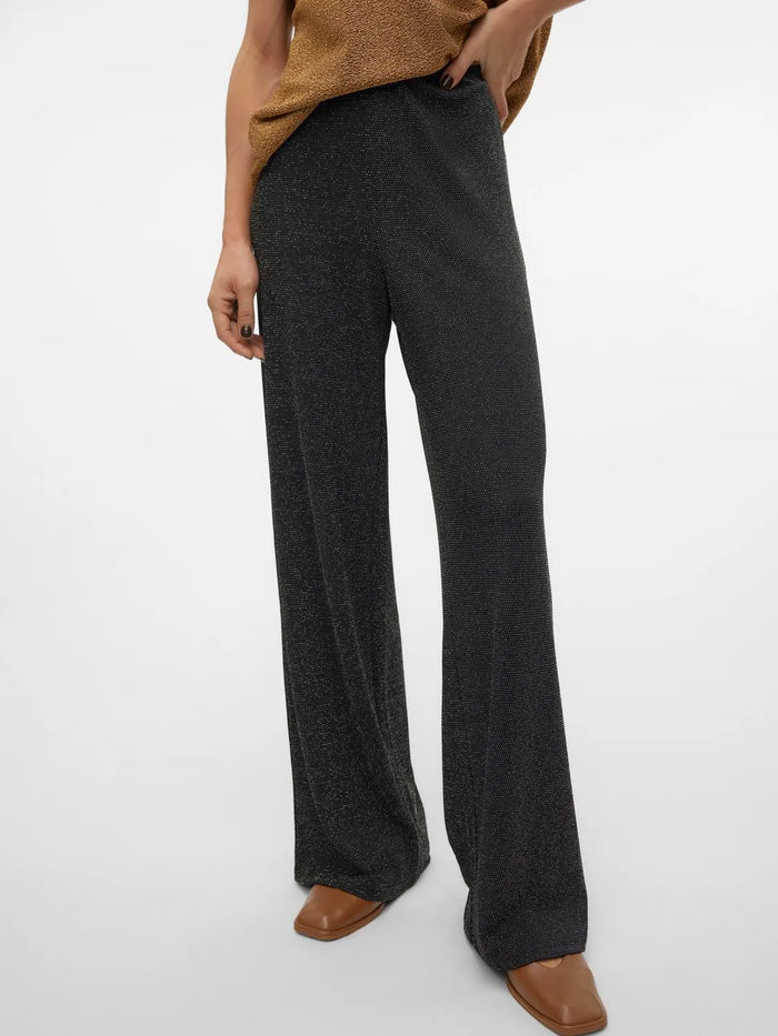 VERO MODA Kanva Wide Leg Glitter Pants - Black