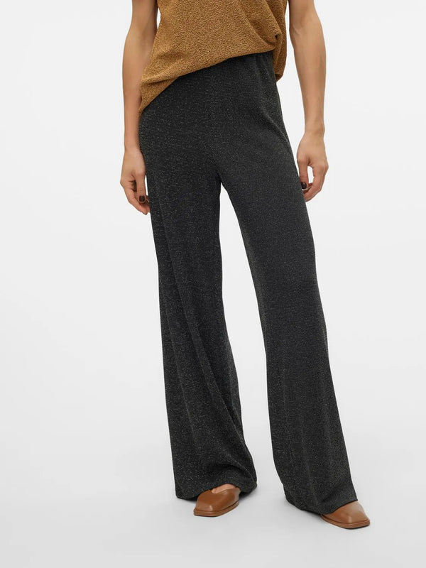 VERO MODA Kanva Wide Leg Glitter Pants - Black