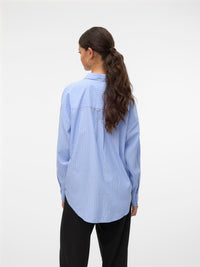 VERO MODA : Fanni Striped Long Sleeve Shirt - Blue