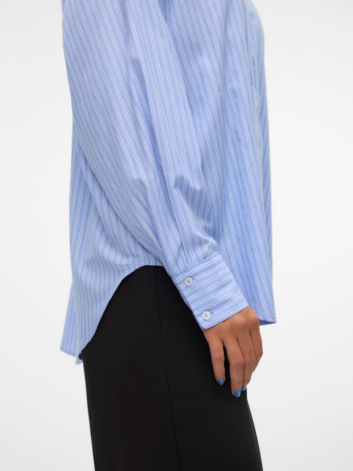 VERO MODA : Fanni Striped Long Sleeve Shirt - Blue