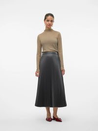 VERO MODA : Bella Holly Plisse Coated Skirt - Grey