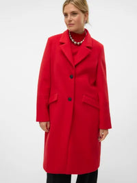 VERO MODA  Fortunesara Long Coat - Red