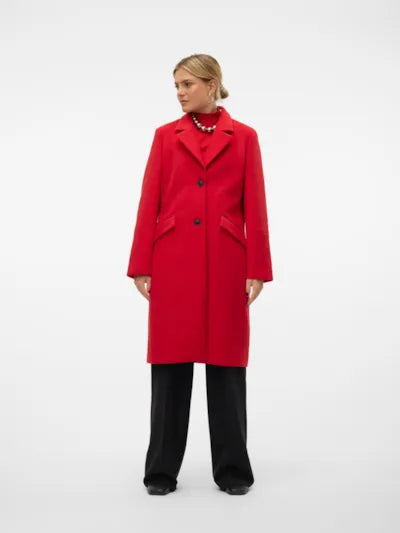 VERO MODA  Fortunesara Long Coat - Red