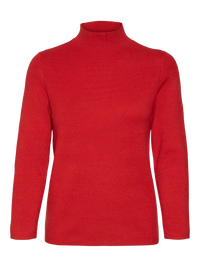 VERO MODA Gold High Neck 3/4 Sleeve Jumper - Red