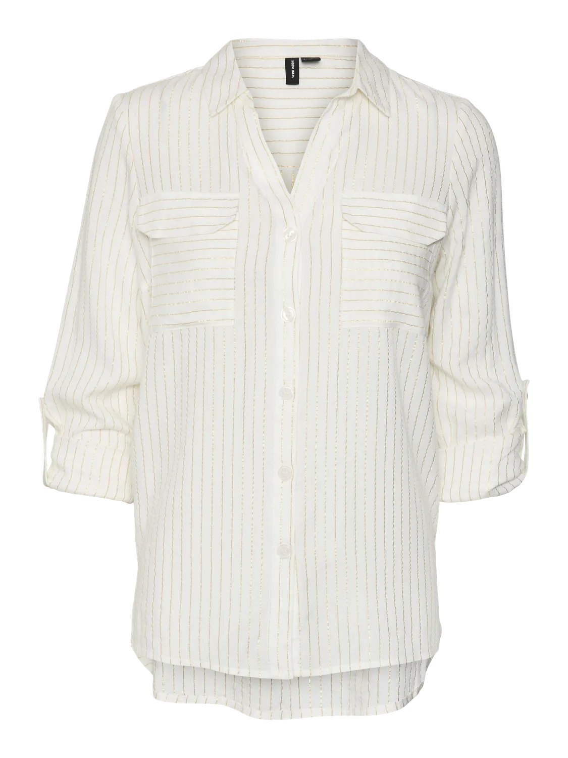 VERO MODA : Bumpy Glitter Striped Shirt - White