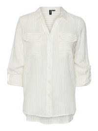 VERO MODA : Bumpy Glitter Striped Shirt - White