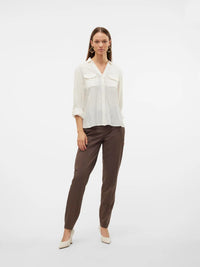 VERO MODA : Bumpy Glitter Striped Shirt - White