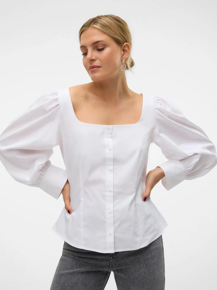 VERO MODA : Friba Long Sleeve Shirt - White