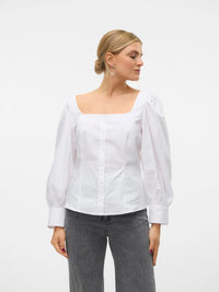 VERO MODA : Friba Long Sleeve Shirt - White