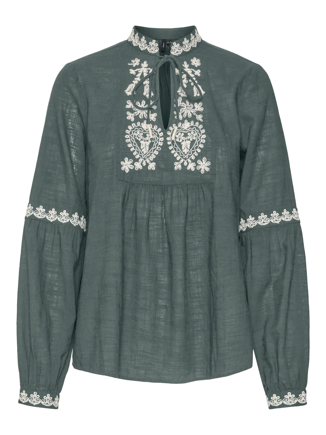 VERO MODA : Ritah Embroidered Top - Green