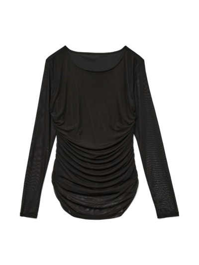 VERO MODA : Long Sleeve Mesh Top - Black