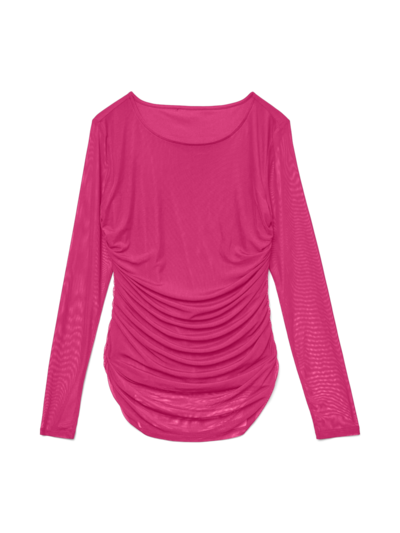 VERO MODA : Long Sleeve Mesh Top - Magenta