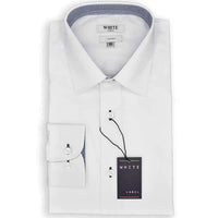 WHITE LABEL : Men's Tapered Long Sleeve Dress Shirt - White