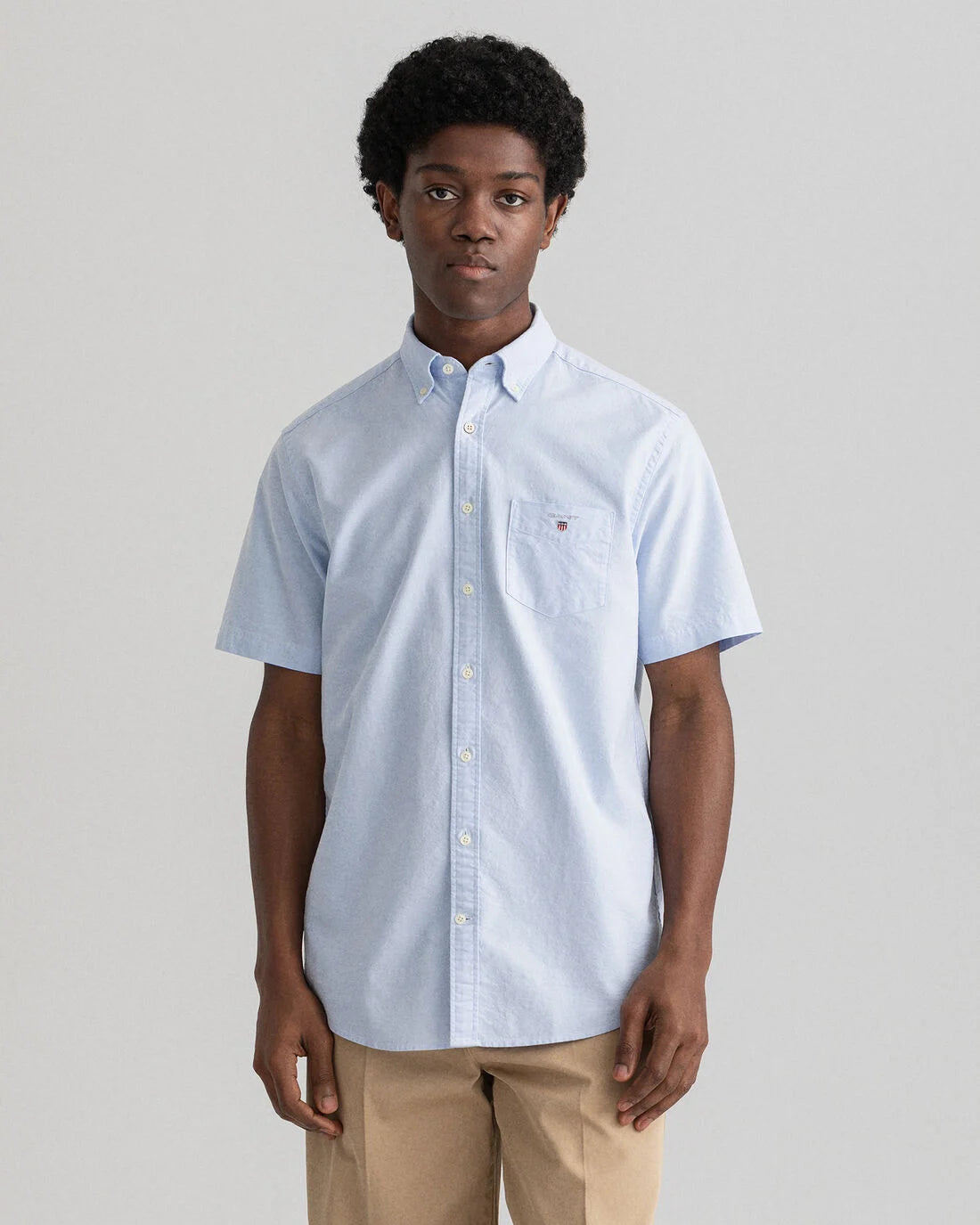 GANT: Regular Fit Short Sleeve Oxford Shirt Capri Blue