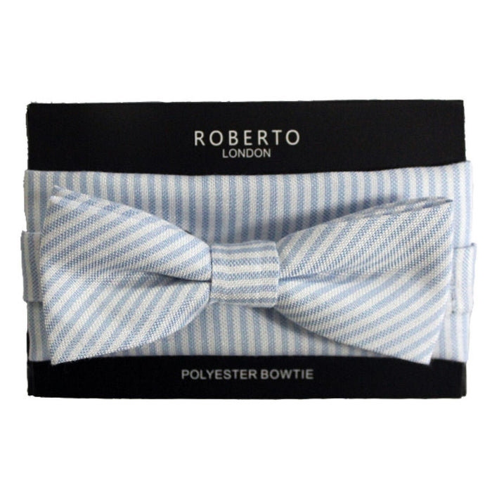 ROBERTO LONDON : Blue & White Stripe Bow Tie Set