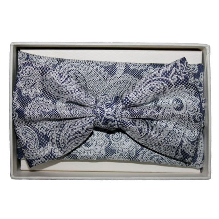 L.A SMITH : Paisly Light Navy Bow Tie Set