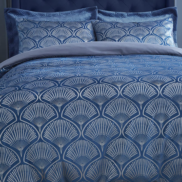 CATHERINE LANSFIELD Art Deco Pearl Duvet Set - Navy