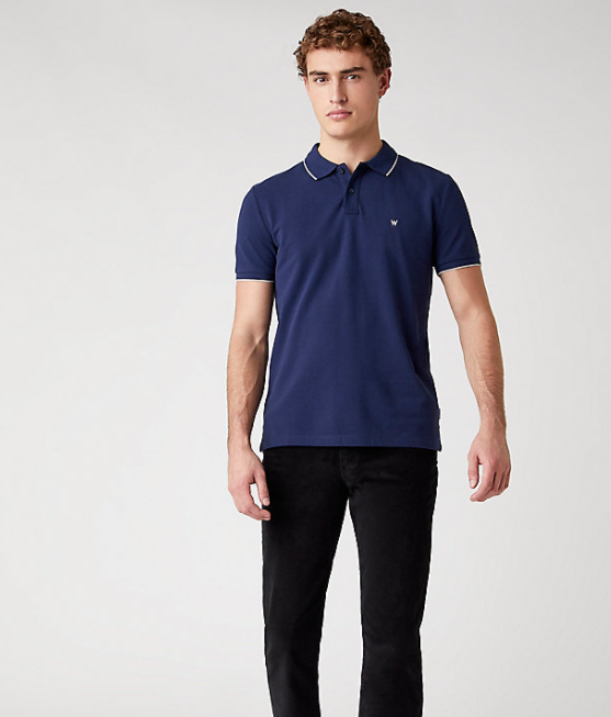 WRANGLER: Short Sleeved Pique Polo Navy