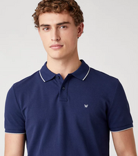 WRANGLER: Short Sleeved Pique Polo Navy