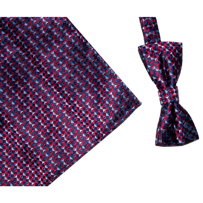 ROBERTO LONDON : Red/Wine Bow Tie Set