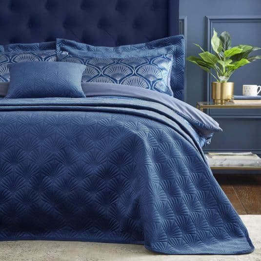 CATHERINE LANSFIELD Art Deco Pearl Bedspread - Navy