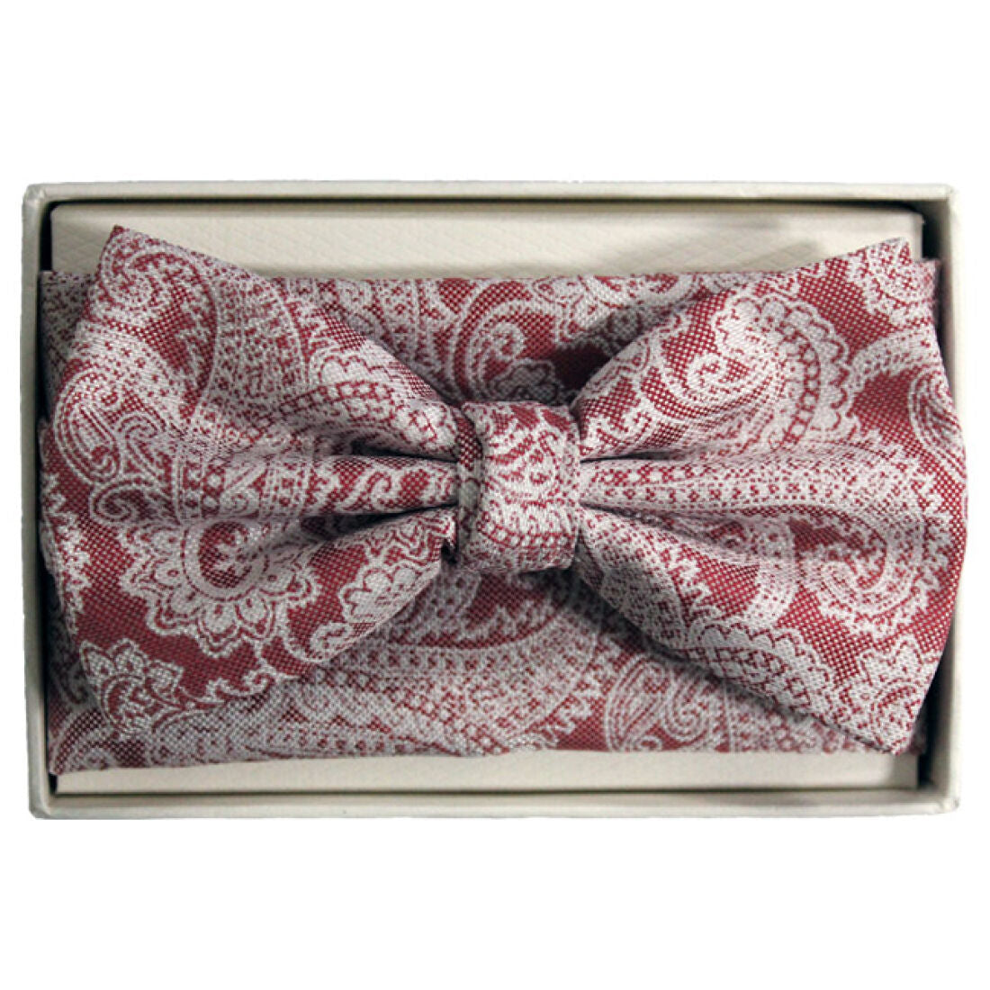 L.A. SMITH : Paisley Poly Faded Red Bow Tie Set