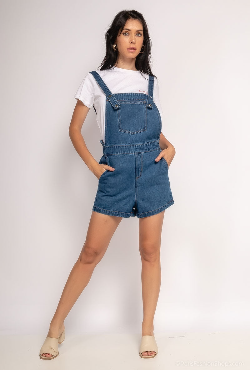 COPECLOTHING : Denim Dungaree Shorts