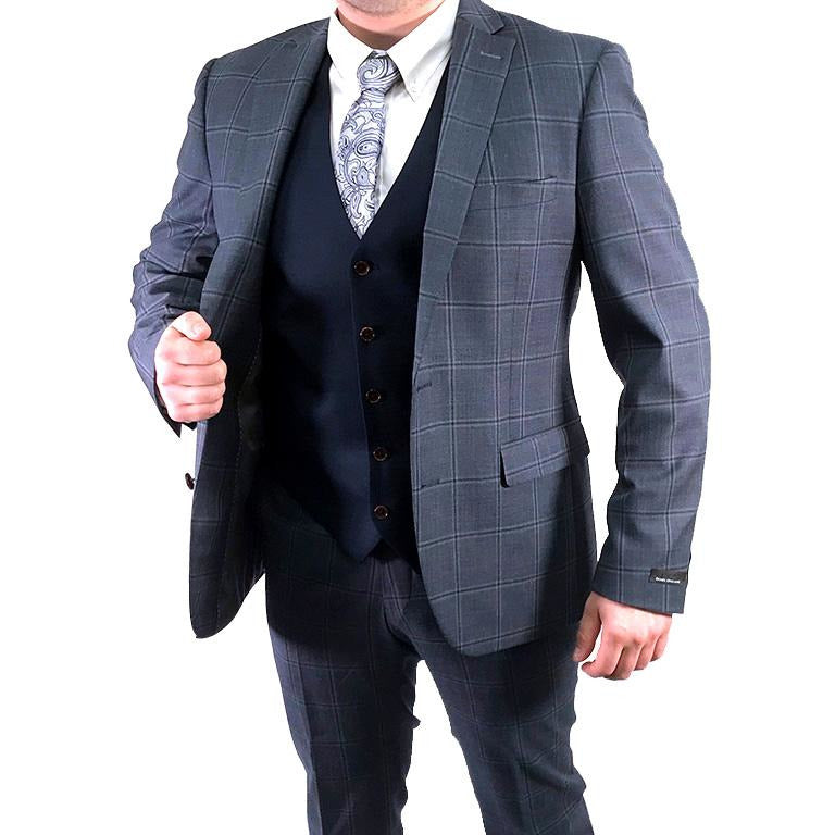 DANIEL GRAHAME : Grey Check Damon 3 Piece Suit