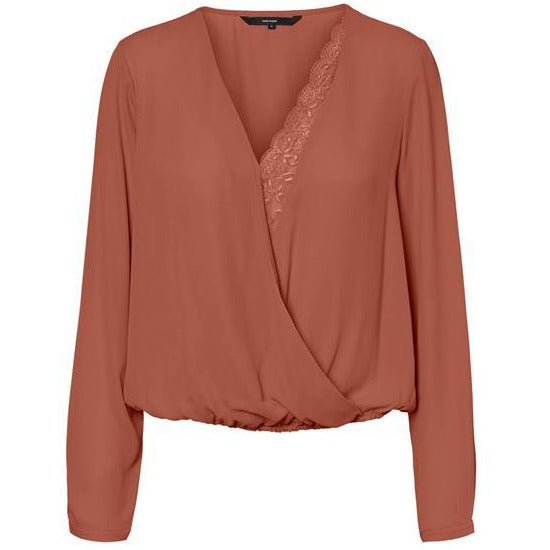 VERO MODA : Scarlet Wrap Top Brown