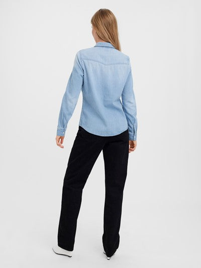 VERO MODA : Long Sleeve Denim Shirt