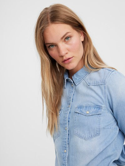 VERO MODA : Long Sleeve Denim Shirt